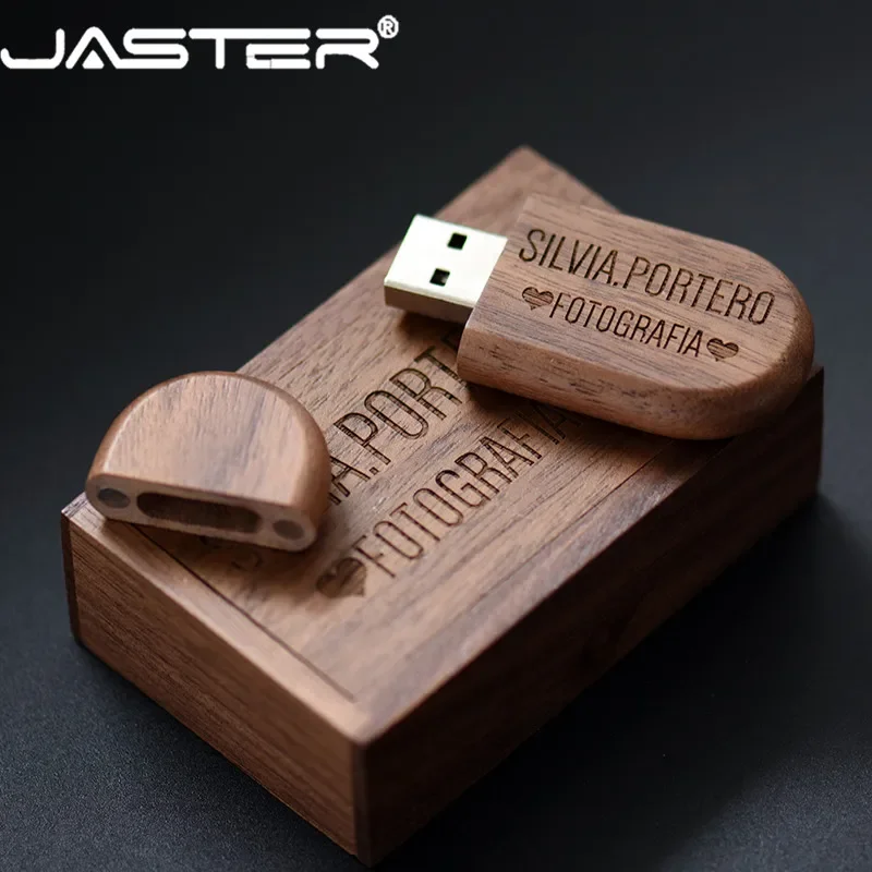 

JASTER Wooden USB 2.0 With Box usb flash drive Laser Engraving pen drive 4GB 8GB 16GB 32GB 64GB pendrive For Photography