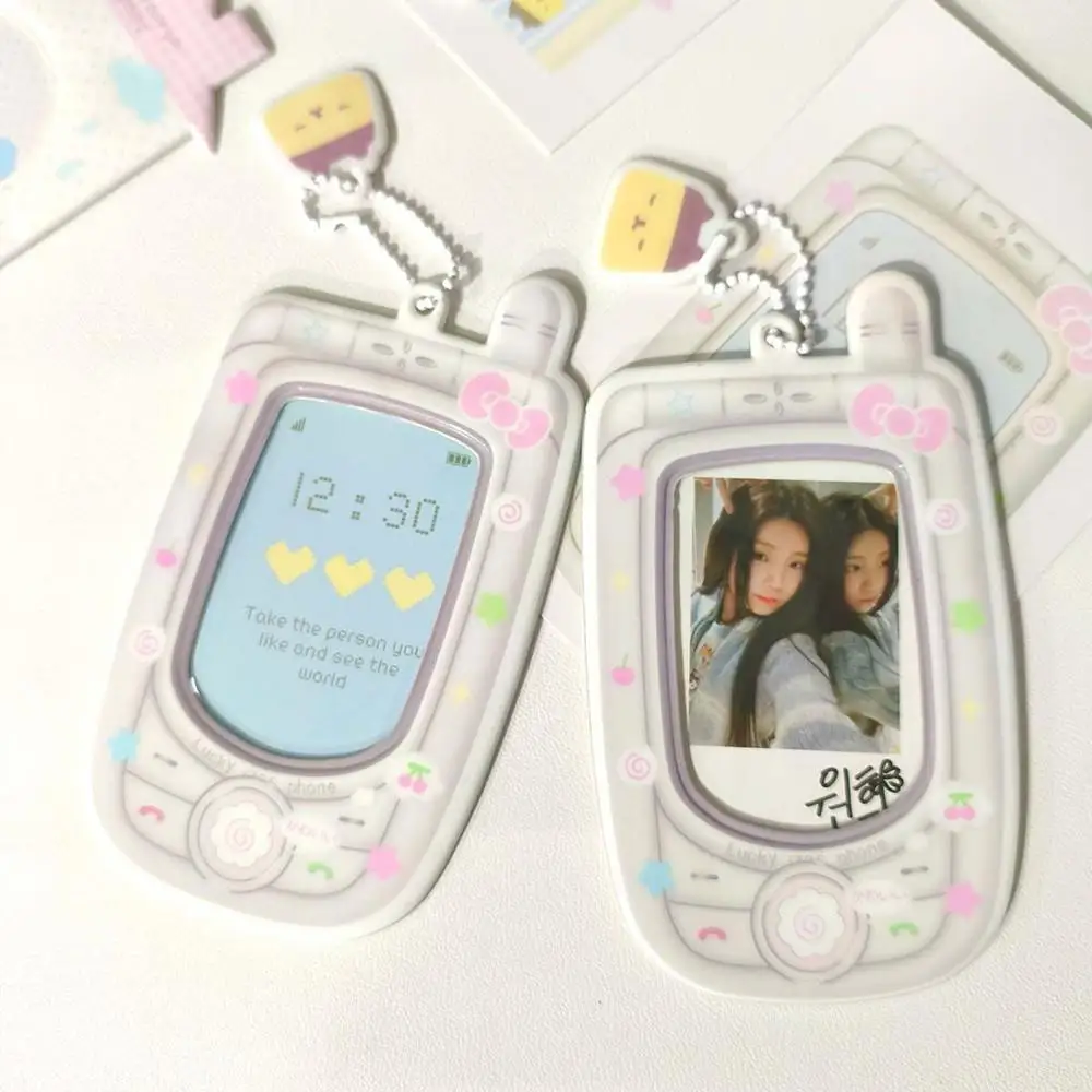 Korean Ins Camera Phone Design Idol Card Holder 3 Inch Photocard Holder Sleeves Protective Cartoon Picture Album Pendants Gifts