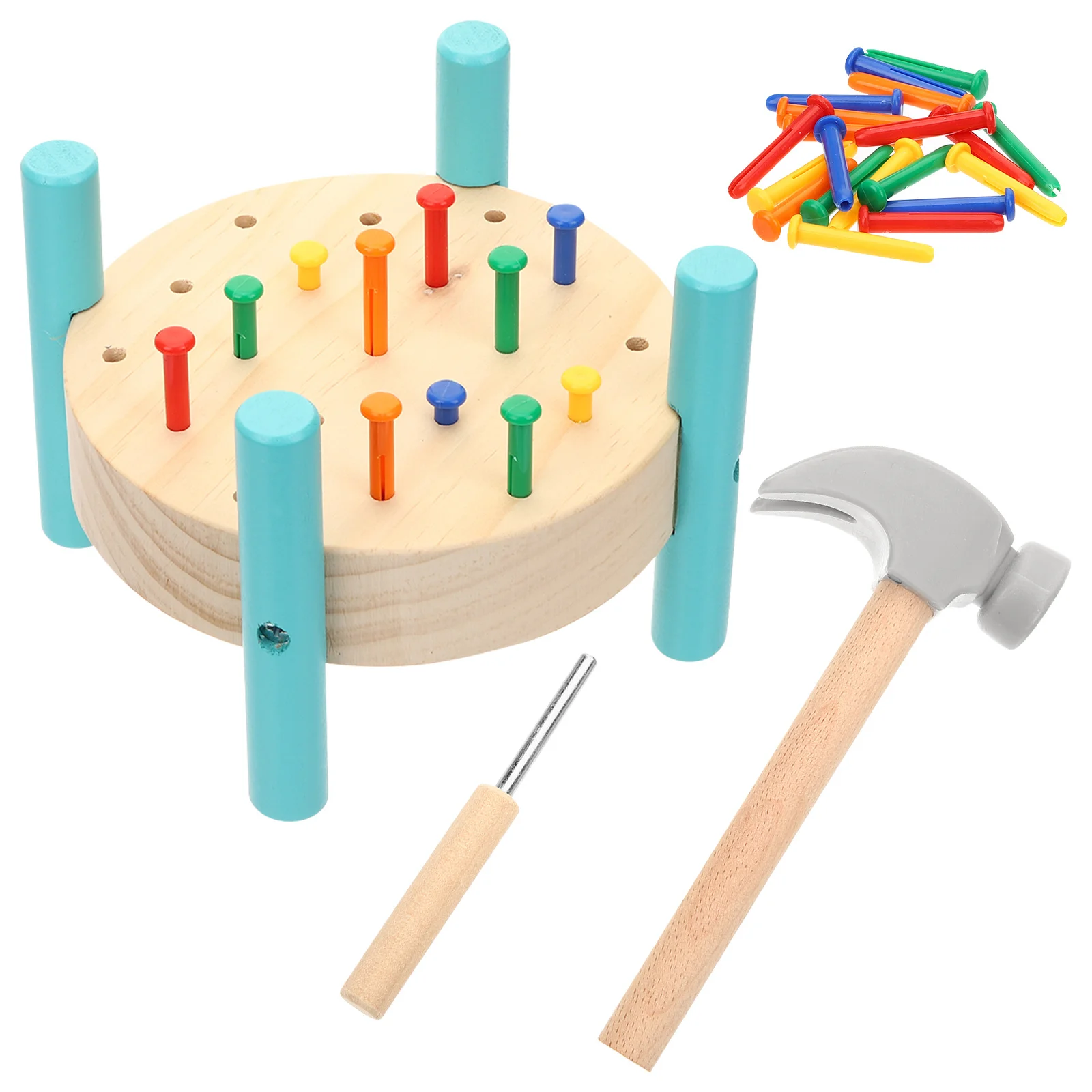 1 مجموعة الخشب الأظافر قصف الجدول المطرقة التعليمية خشبية الطفل منضدة مشرق اللون غرامة مصقول آمنة الاطفال أداة #3