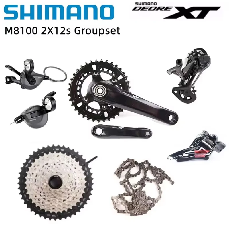 SHIMANO DEORE XT M8100 2x12s Kit 36-26T Crankset 10-45T Cassette