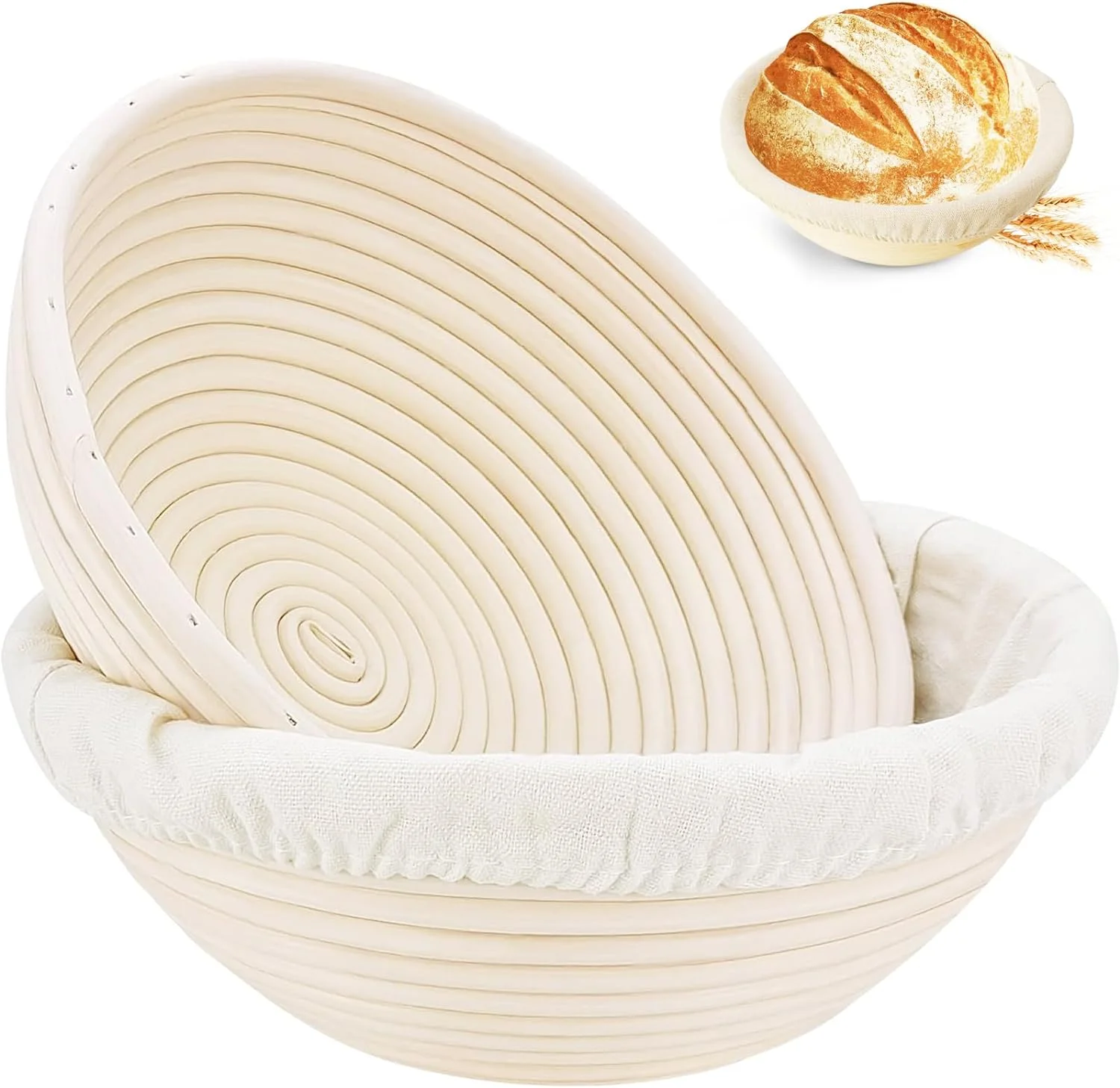 Banneton Bread Proofing Basket 9 inch Sourdough Proofing Basket Round Proofing Bowls Handmade Rattan Baskets and Liners