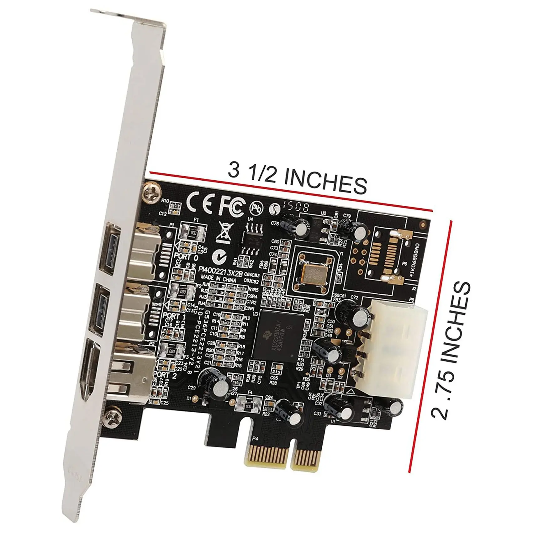 SY-PEX30016 3 Port IEEE 1394 Firewire 1394B & 1394A PCIe 1.1 X1 Card TI XIO2213B Chipset Requires Legacy Driver