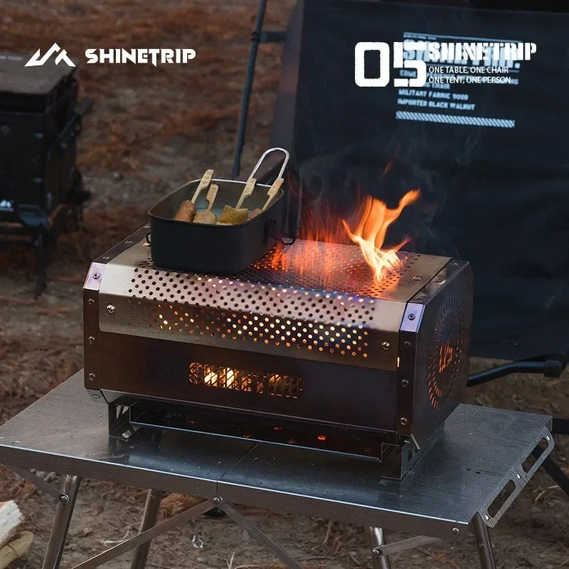 

ShineTrip Outdoor Camping Beacon Tower Desktop Viewing Fire Barbecue Stove Stainless Steel Firewood Heating Camping Stove