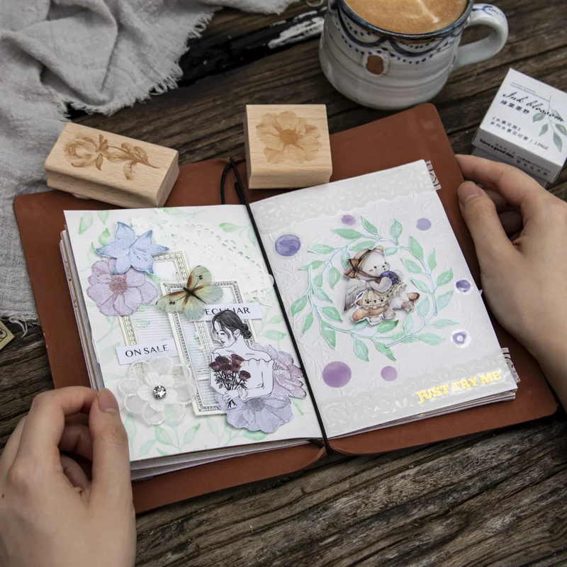 Yoofun cap kayu bunga unik kupu-kupu kayu karet cap standar untuk pembuatan kartu kerajinan jurnal perencana Scrapbooking DIY