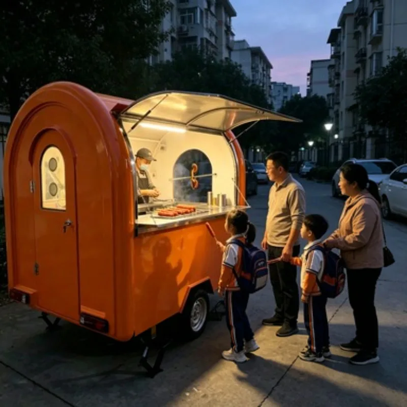 

Coffee and Donut Food Truck Trailer Mobile Cart Catering Van with Machine and Display Warmer