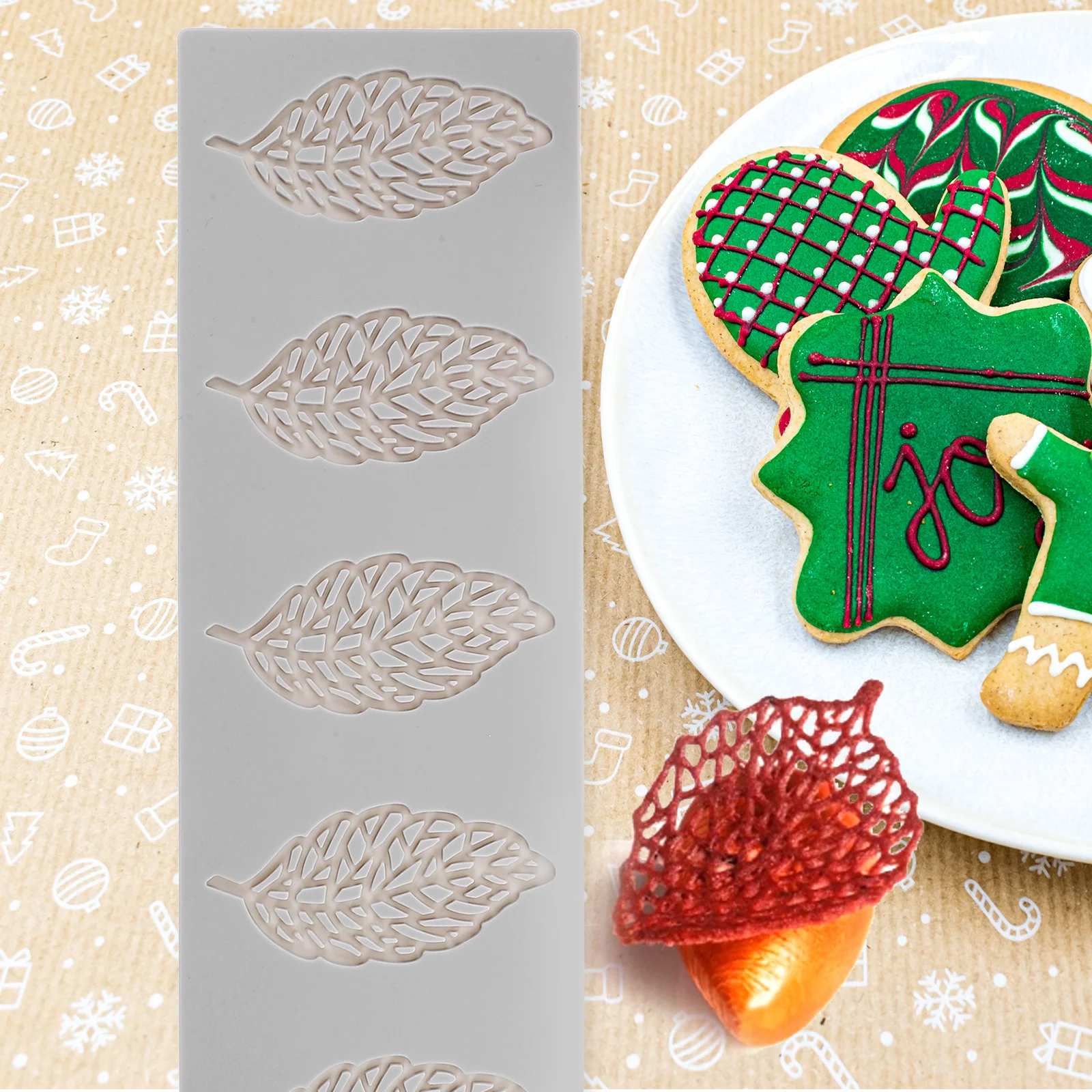 

Heat-Resistant Silicone Fondant Mold Leaf Shape Baking Tool Flexible Chocolate Cookie Mold Reusable Kitchen Accessory Diy Craft