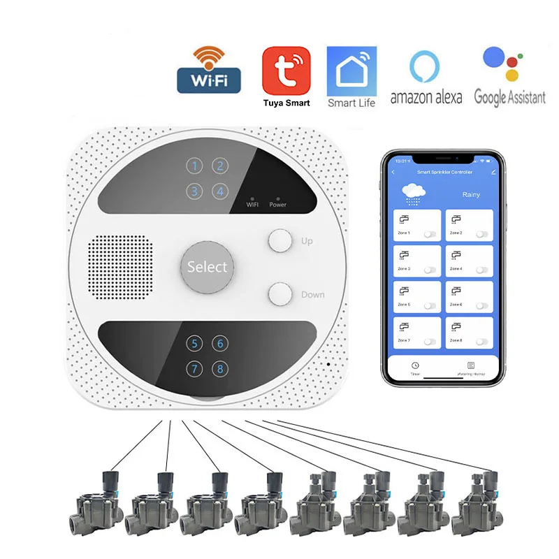 Tuya WiFi Smart Voice Irrigation Controller Irrigation System Irrigation Solenoid Valve Watering Timer For Google Home, Alexa