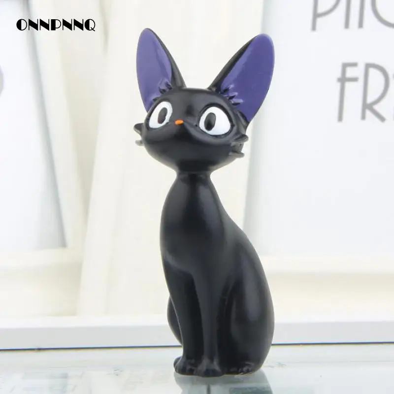 Miniaturas de dibujos animados de gatos negros, decoración de escritorio de gato Kawaii, jardín de hadas, estatuilla de Anime japonés, decoración de resina para el hogar