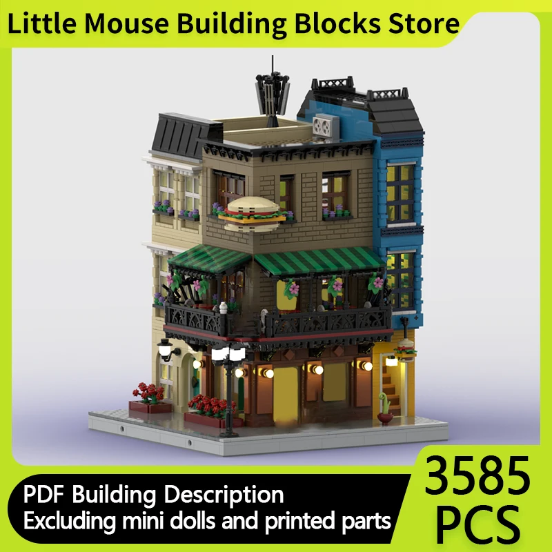 

City Street View Model MOC Building Bricks Hamburger Joint Modular Technology Gifts Holiday Assemble Children Toys Suit