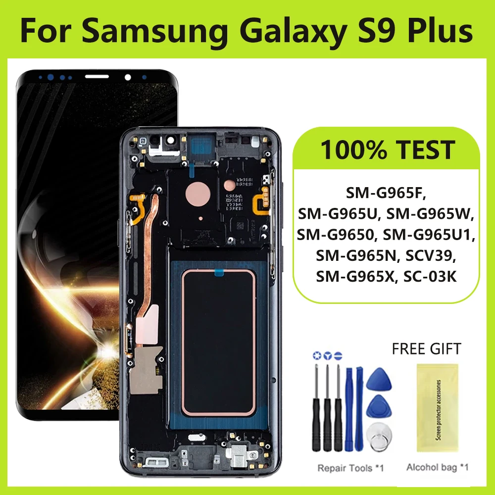 AMOLED for Samsung Galaxy S9 Plus G965F Lcd Display Digital Touch Screen with Frame for Samsung Galaxy S9 Plus