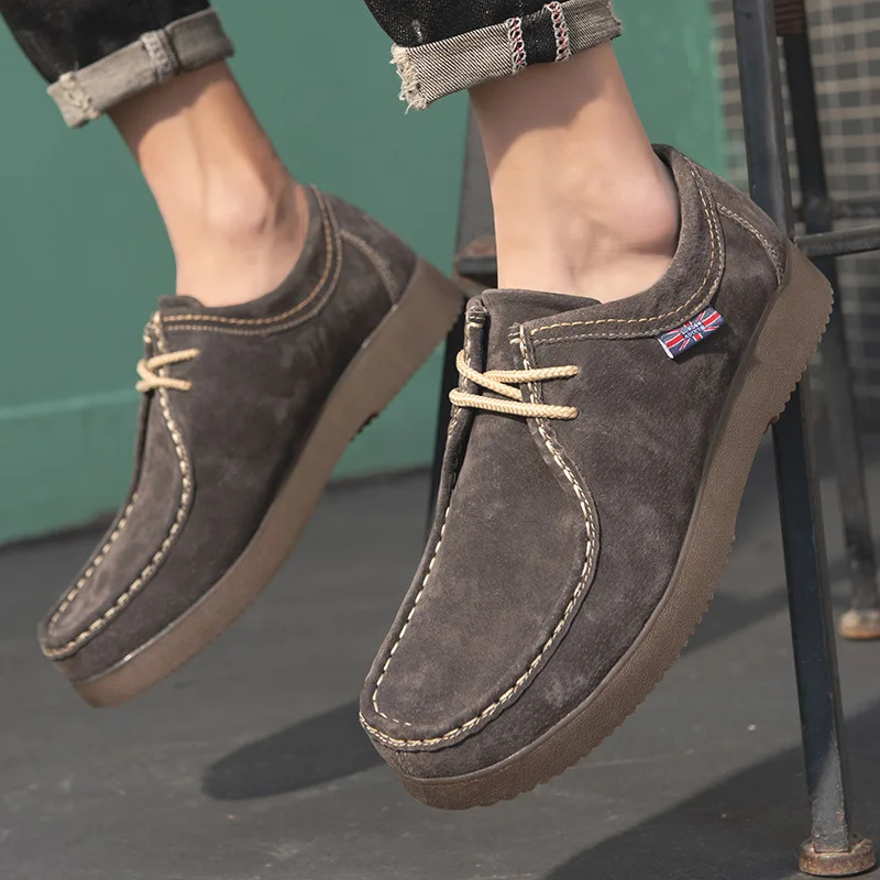 Sapatos formais de negócios camurça deslizamento-em sapatos de trabalho para homem simples sapato de festa de couro britânico plataforma de outono antiderrapante tênis masculinos