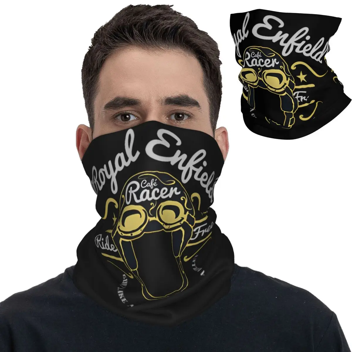 Royal Enfields Cafe Racer Bandana Neck Cover Printed Motorcycles Mask Scarf Headband Fishing for Men Women Adult Breathable