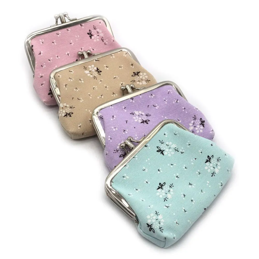 مطبوعة خمر طبقة مزدوجة حقيبة يد الموضة مفتاح حامل البطاقة حقيبة المال حقيبة صغيرة غلق بمشبك محفظة نسائية للعملات المعدنية صفر المحافظ محفظة صغيرة