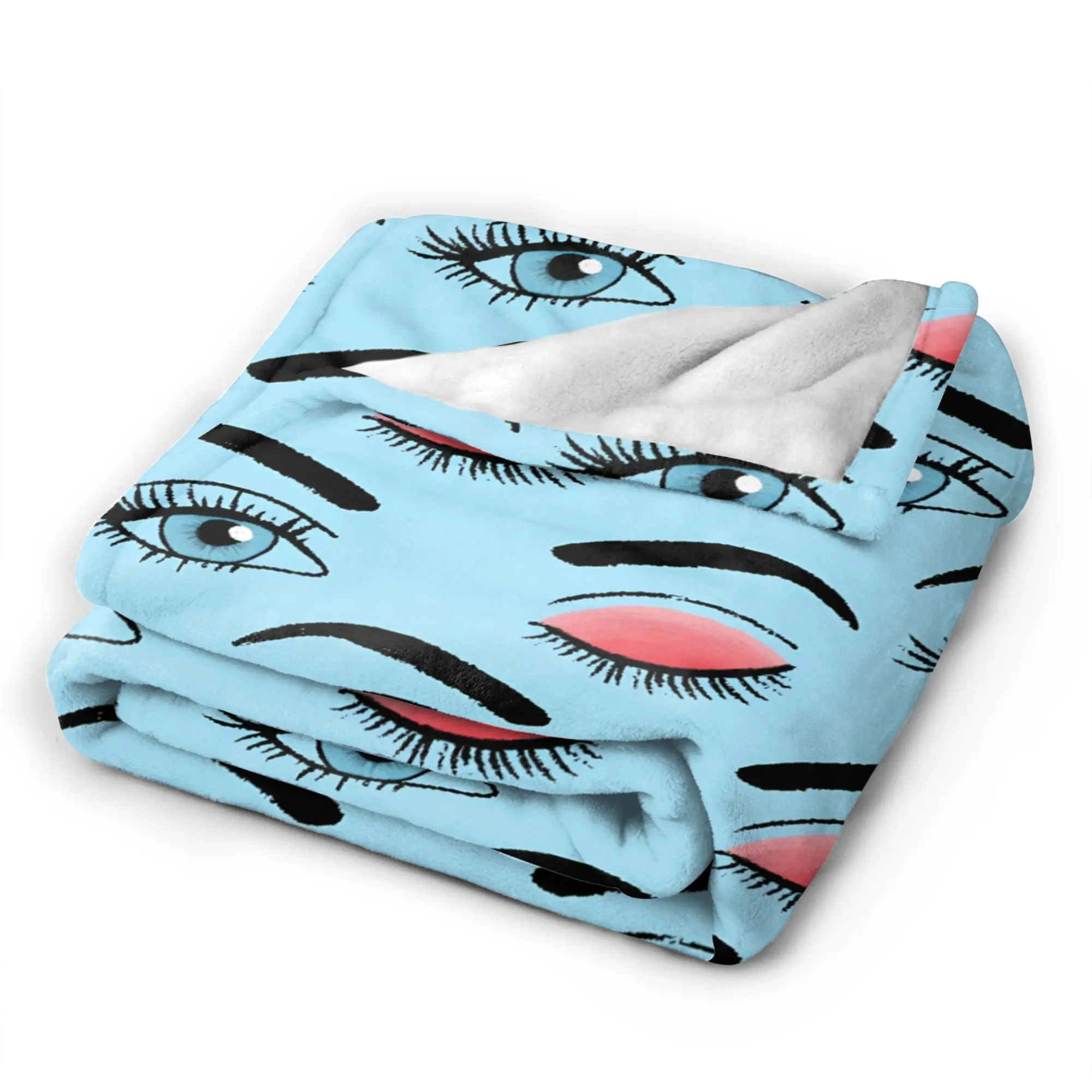 Eyelash Velvet Print Beauty Glam Closed Eyes Flannel Blanket Winter  Soft Bedding Throws for Kids Couch Bed Bedspread Sofa Bed