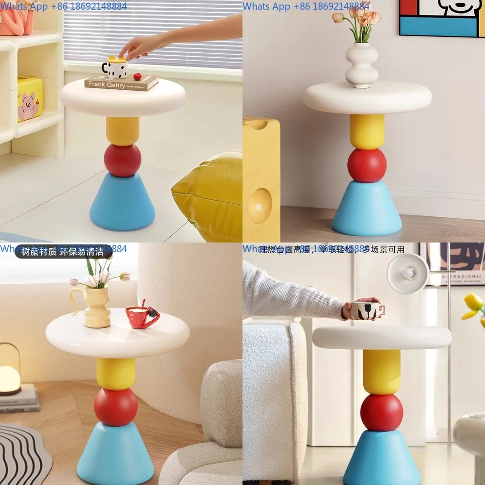 

Dopamine Style Coffee Table Minimalist Living Room Side Table for Small Spaces Bedside Table with Storage Creamy Aesthetic