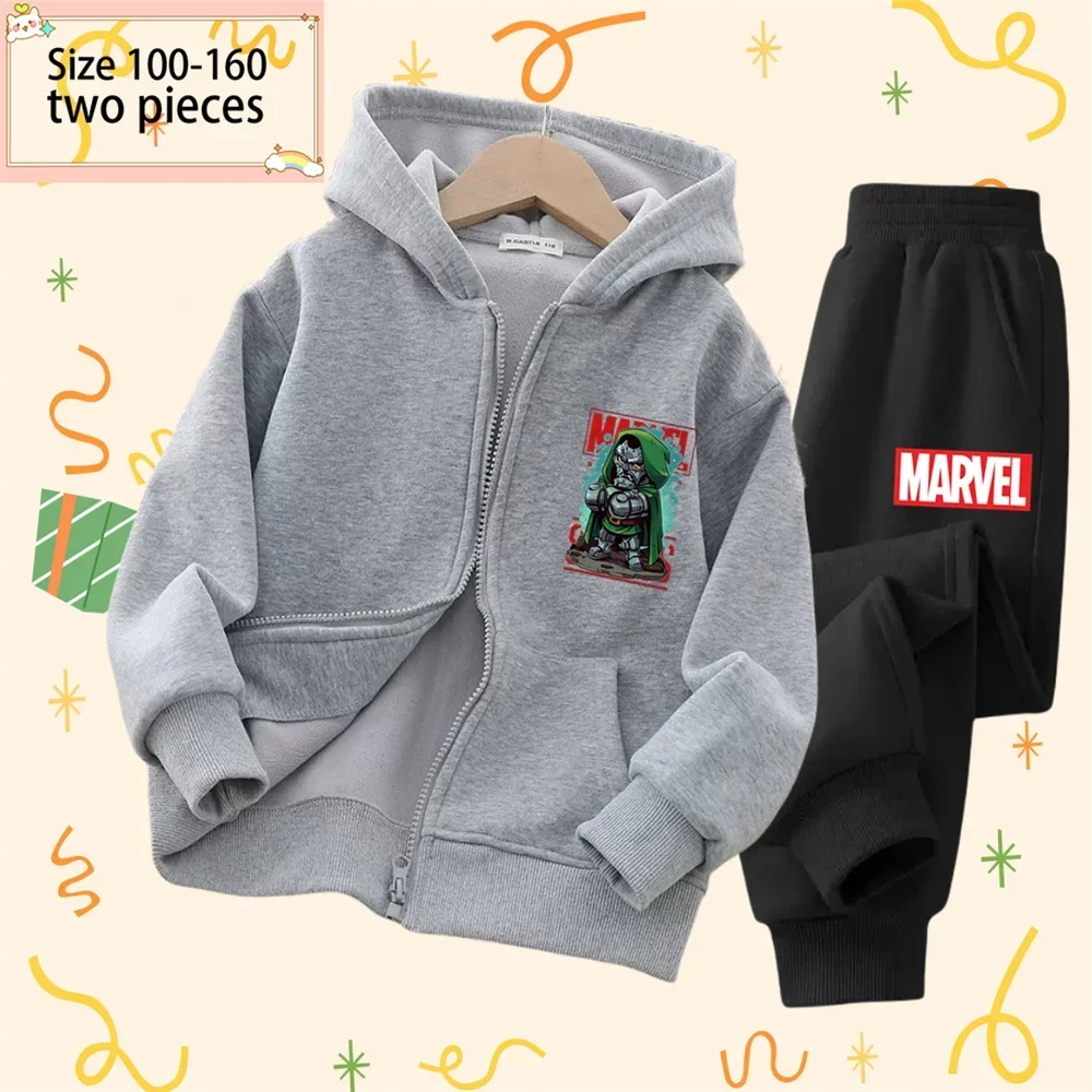 

Marvel Collection Printed Hooded Zipper Cardigan Children's Activewear Boys Girls Spring & Fall Winter Activewear Set Ages 3-14