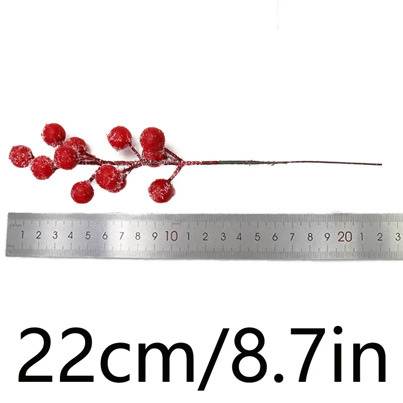 (10 pieces/pack) 22cm with Frost Berry Props Christmas Decorations Artificial Berry String DIY Decoration