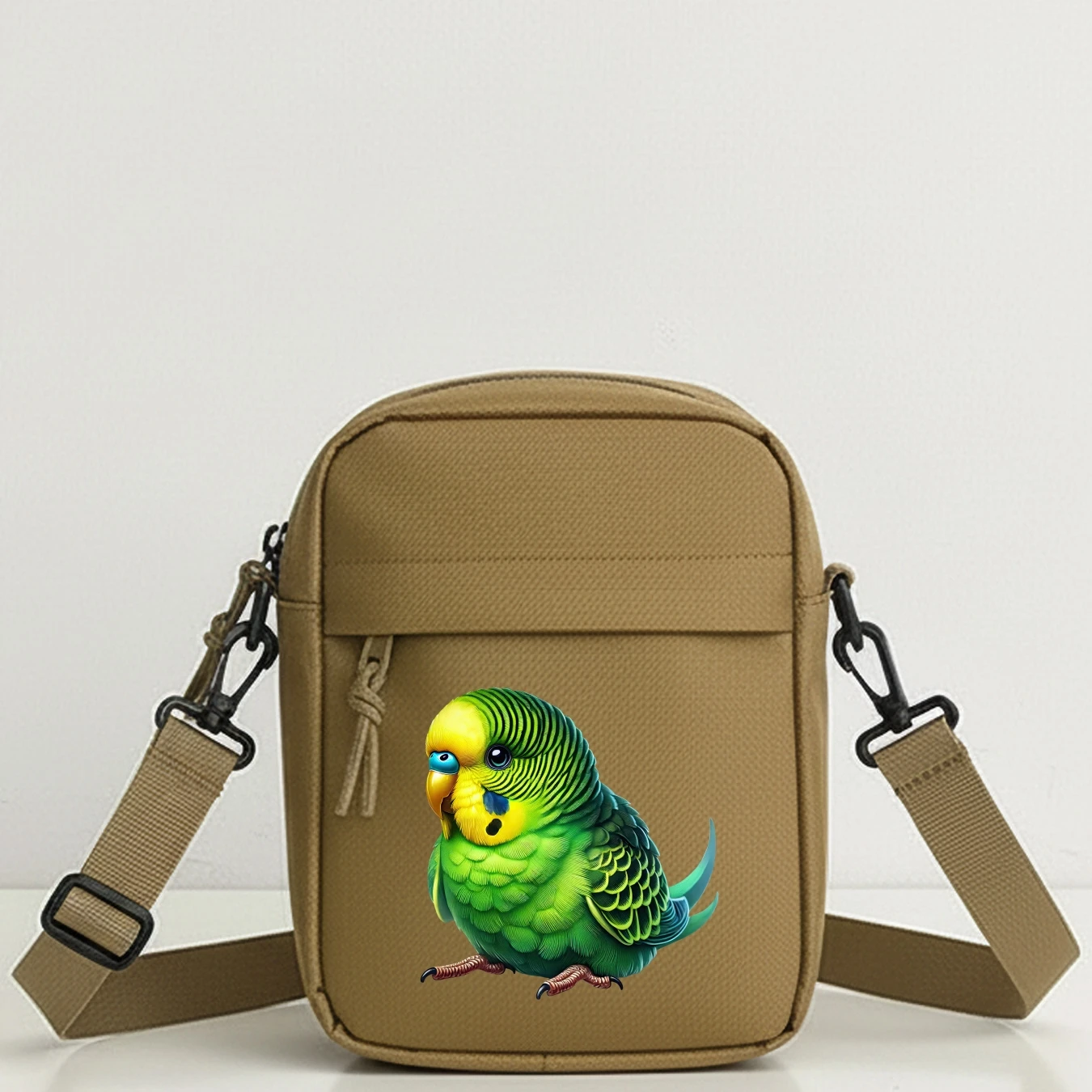 Colorful Parrot Cartoon Shoulder Bag 2D Design with Removable Strap Lightweight Purse for Outdoor, Travel, Music Festival, Daily