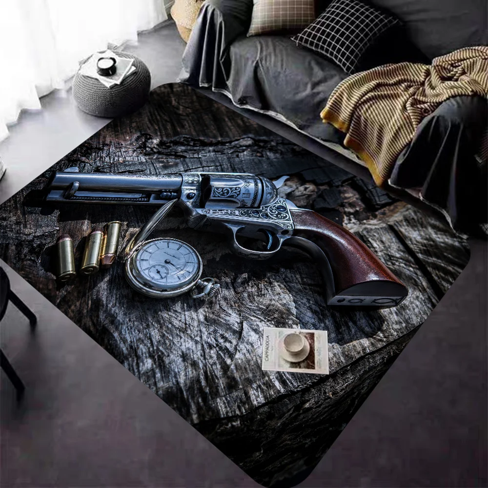 Rifle Pistol Revolver Gun AK47 Floor Mat Anti-slip Absorb Water Long Strip Cushion Bedroon Mat Alfombra