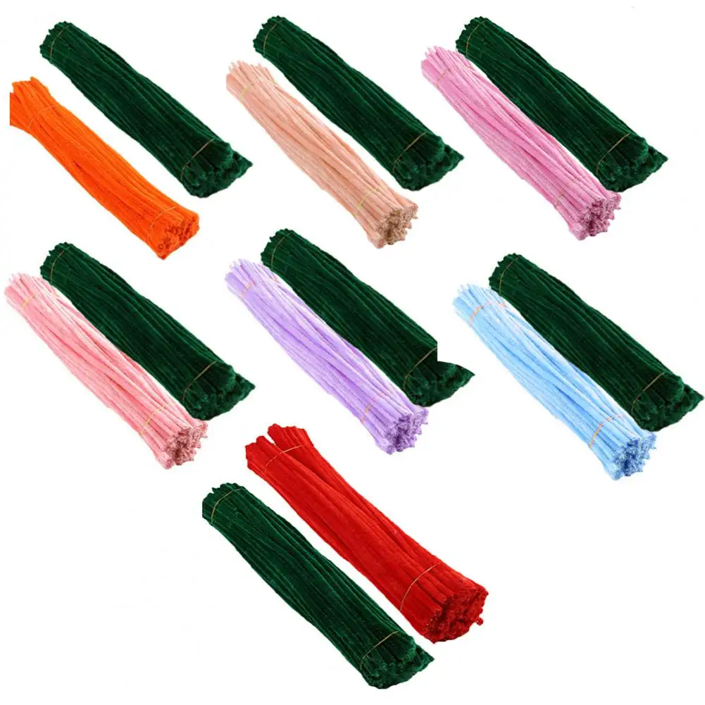 1 Set Pipe Cleaners Crafts Flexible Bendable Wire Colorful Chenille Stems DIY Tulip Bouquet Making Kit Kids Girl DIY Flower Art