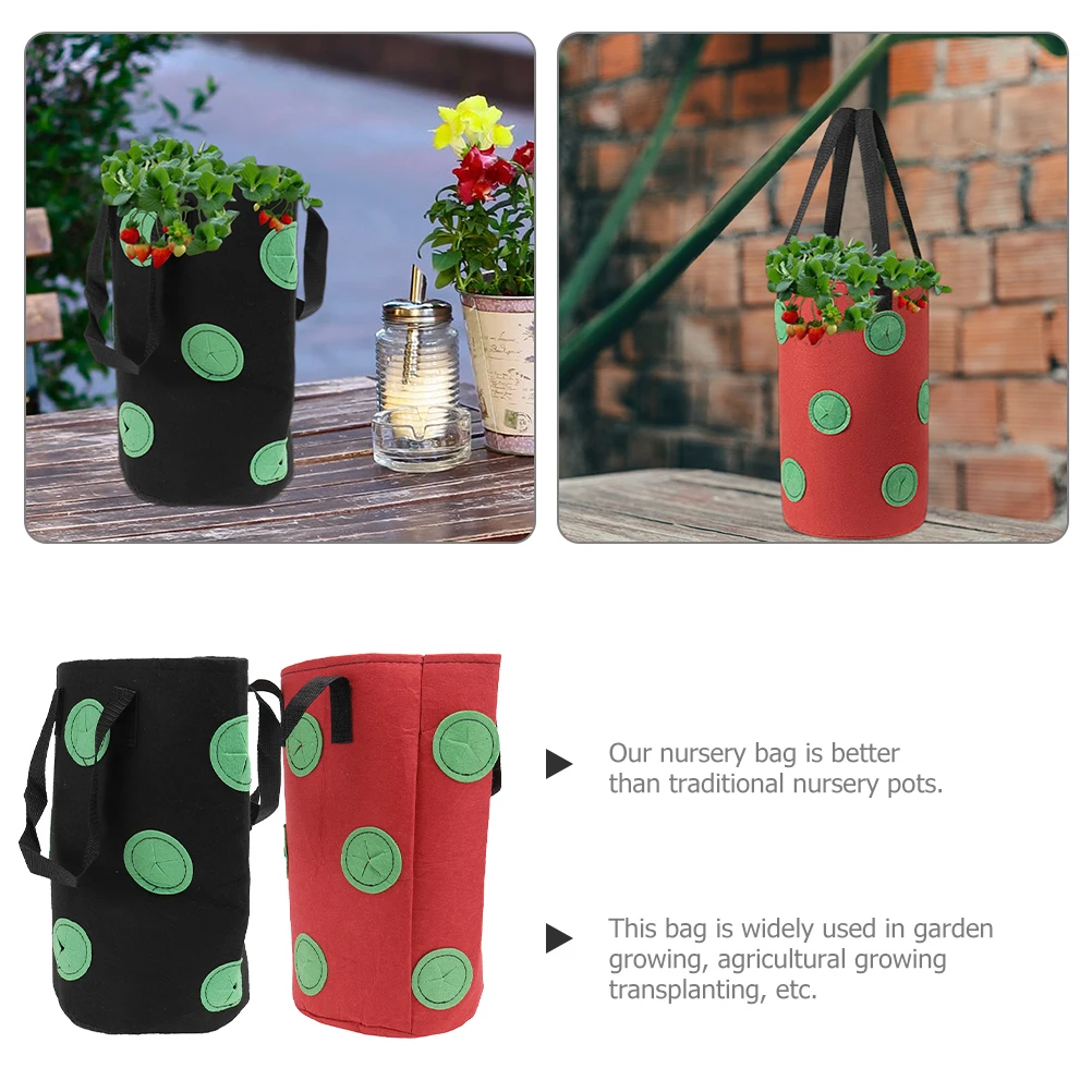 

2pcs Strawberry Planting Bags 12 Holes Non Woven Hanging Planter Grow Bag Vegetable Tomato Nursery Pouch