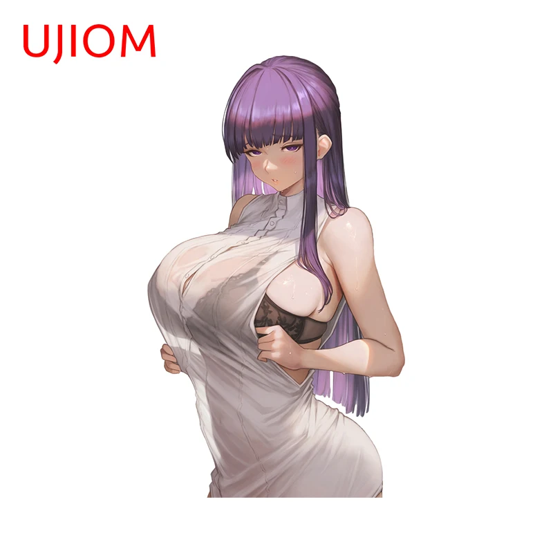 UJIOM 13cm X 7.6cm Huge Breast Fern Frieren Sexy Wall Stickers Refrigerator Computer Decor Decal Adult Washroom Murals