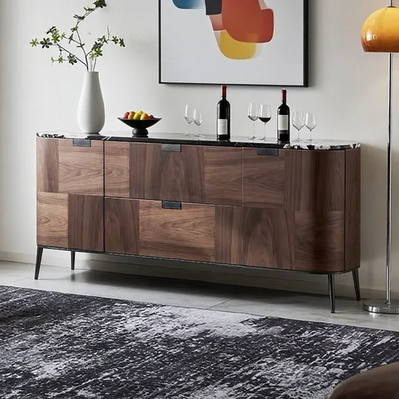 CX solid wood dining side cabinet simple villa living room retro walnut storage cabinet