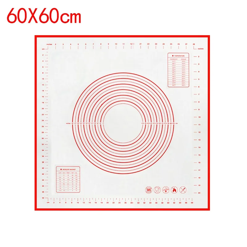 Grote Kneden Deeg Mat Siliconen Placemats Pad Vel Bakmat Pizza Cake Deeg Maker NonStick Gebak Rolling Pad Bakvormen