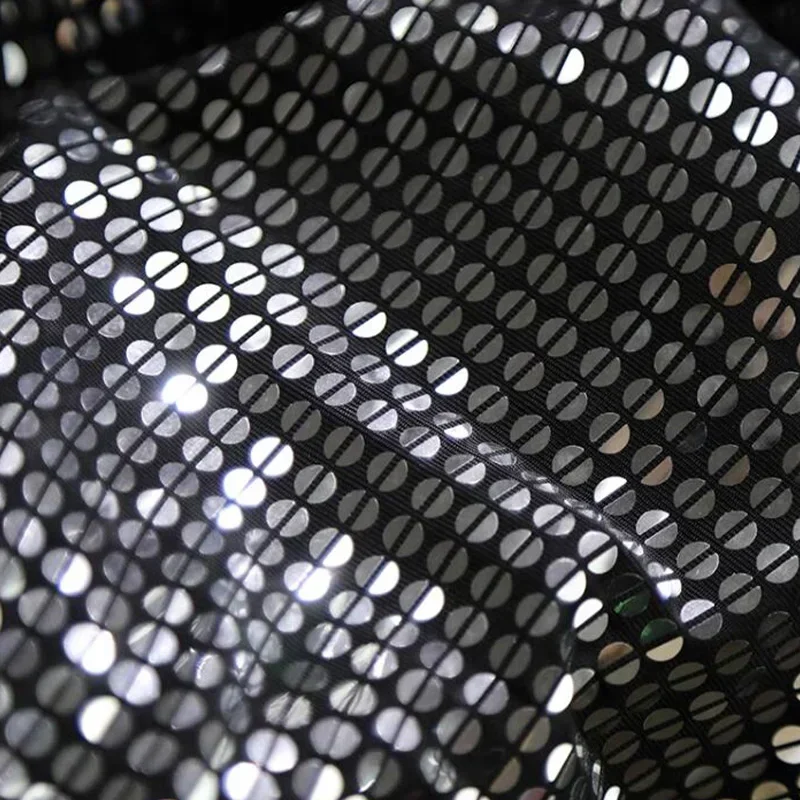 

50/100cm Glitter Silver Mirror Sequin Fabric High Gloss Reflective Silver Background Stage Performance Dress Designer Fabric