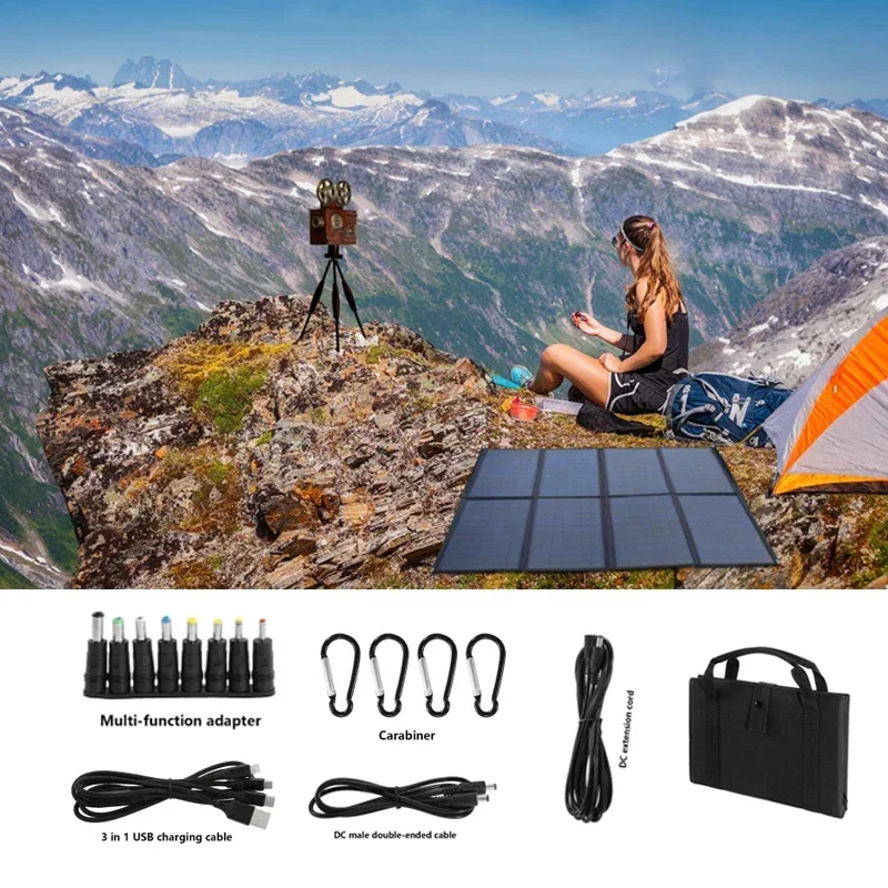 120W 100W 4/8 Foldable Solar Panel USB Portable Solar Cell Folding Waterproof Solar Plate Mobile Phone Power Battery Charger