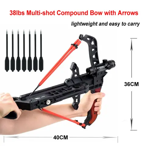 38lbs Multi-shot Compound Bow with Arrows Outdoor Hunting bow and Cross bow & Arrows steel balls Shooting Accessory Toy