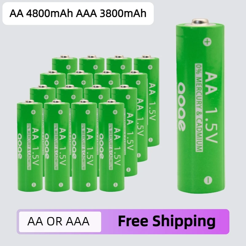 AA 1.5V 4800mAh/1.5V AAA 3800mah Rechargeable Alkaline Battery Toys Alarm Clock Remote Controller Gamepad Replacement Battery