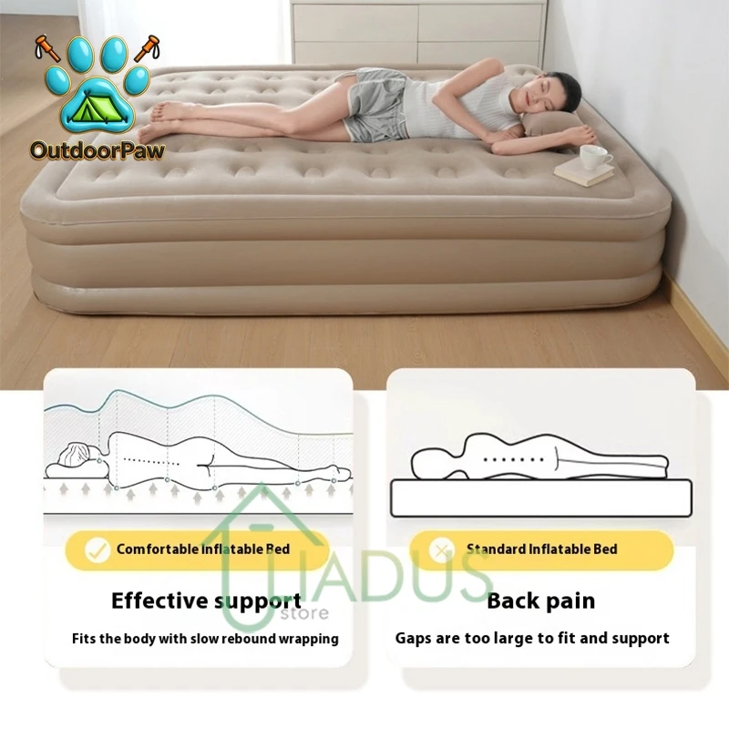 Inflatable Air Mattress Double Size Thickened PVC Home Outdoor Bed Folding Bed For Napping Furniture Portable Camping Pad