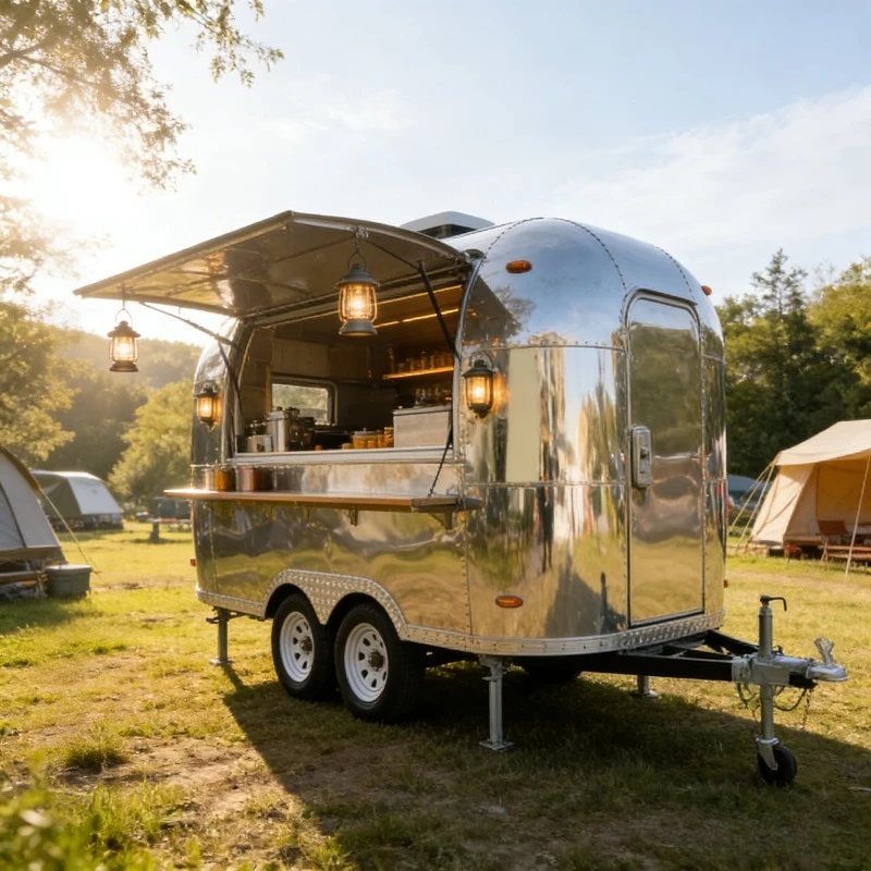 4WD Food Trailer Fully Equipped Kitchen Mobile Commercial Catering Cart Street Vending Truck Fast Food Van Outdoor Business Cart view 2
