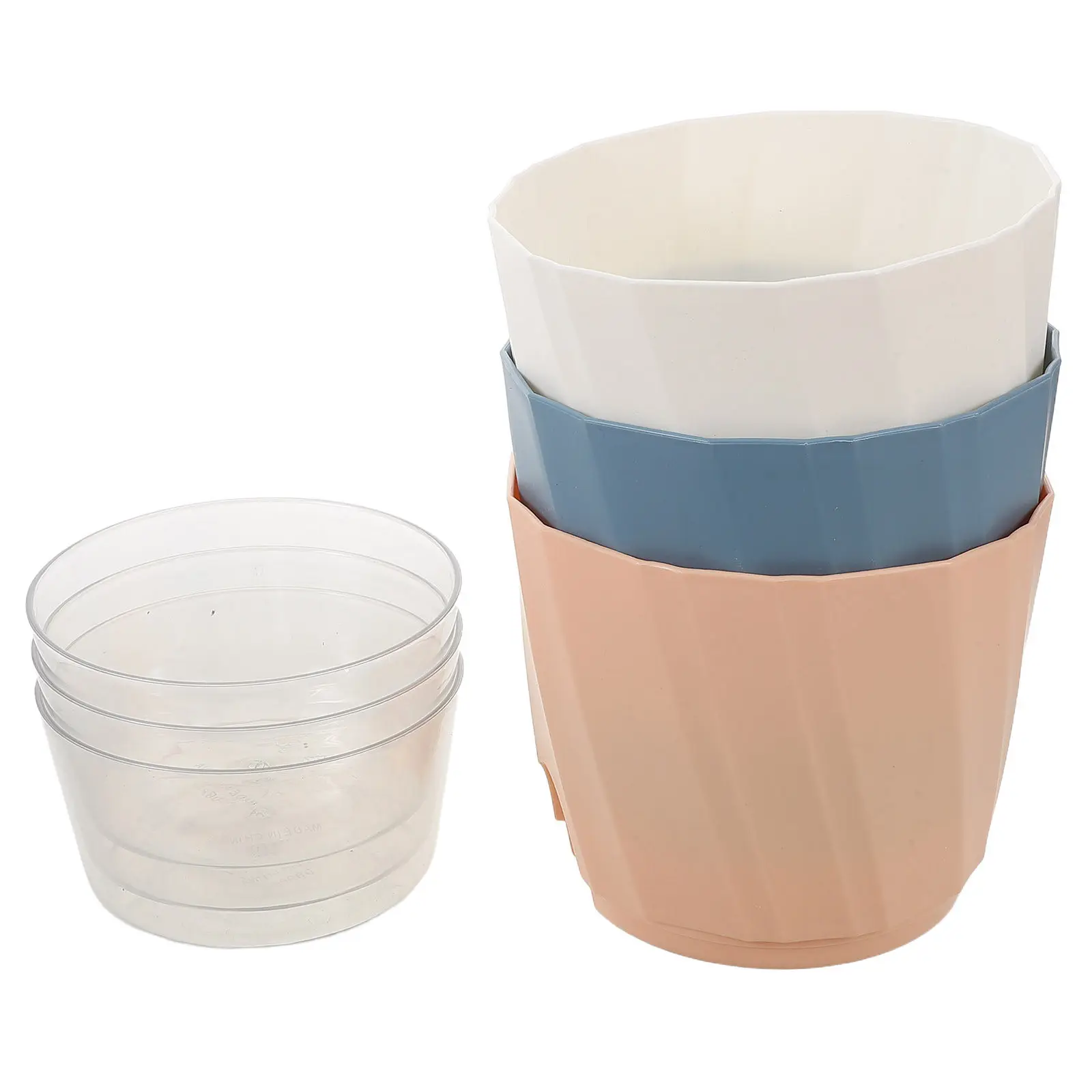 3Pcs Clear Self-Watering Plant Pot Transparent Plastic Automatic Absorption Planter for Indoor Plants Air Purifying Succulent