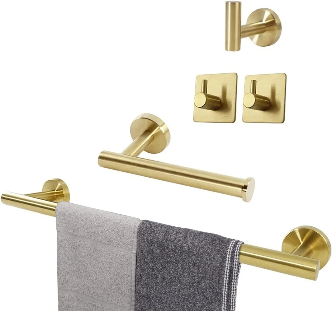 TocTen 5 PCS Bathroom Hardware Set SUS304 Stainless Steel-Towel Rack Set Include Lengthen Hand Towel Bar+Toilet Paper Holder