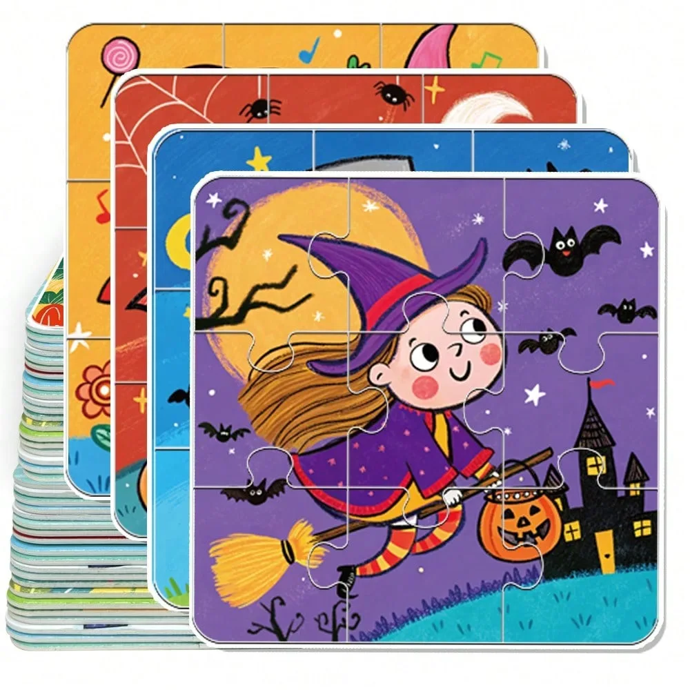 4-in-1 Halloween Puzzles for Kids Jigsaw Puzzles Toys for Toddlers Educational Toys Christmas Gift Party Favors Classroom Prizes view 4