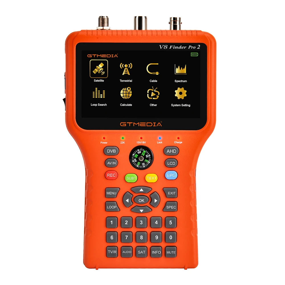 GTMEDIA-V8 Finder2 Pro2 + saco medidor de satélite, localizador de satélite, DVB-S, S2, S2X, 1080P, tela TFT, LCD, alta definição, H.264, vs WS-6933