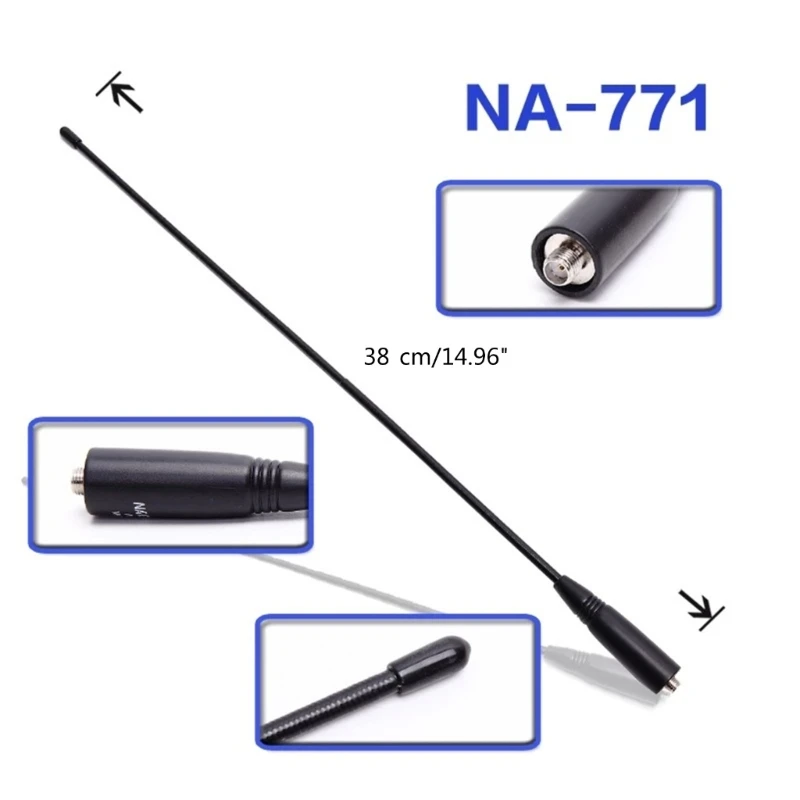 NA771 WalkieTalkie Antenna,SMAFemale Double Bands UHF/VHF 144/430Mhz Antenna,15inch Flexible Whip Antenna