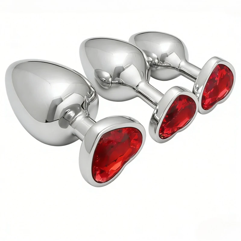 Stainless Steel Heart-Shaped Hip Trainer Portable Training Tool (Heart Shaped Red) Prostate Masturbators Adult Sex Toy Butt Plug