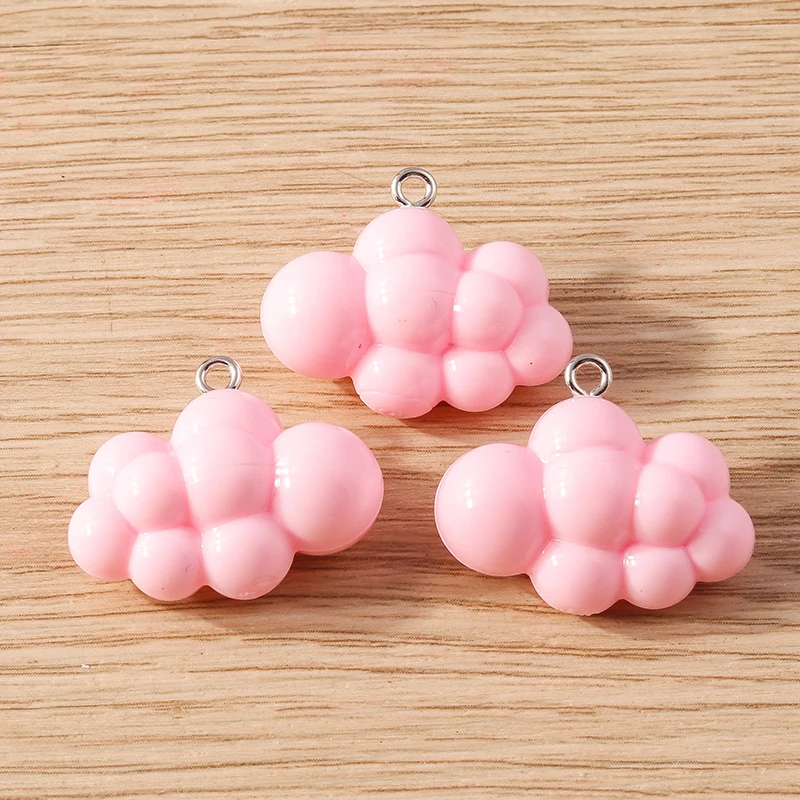 10 Stück 26x21mm Niedliche Bunte Harz-Wolken-Anhänger für Schmuckherstellung, Ohrringe, Halsketten, Armbänder, DIY-Bastelzubehör – Detail 7