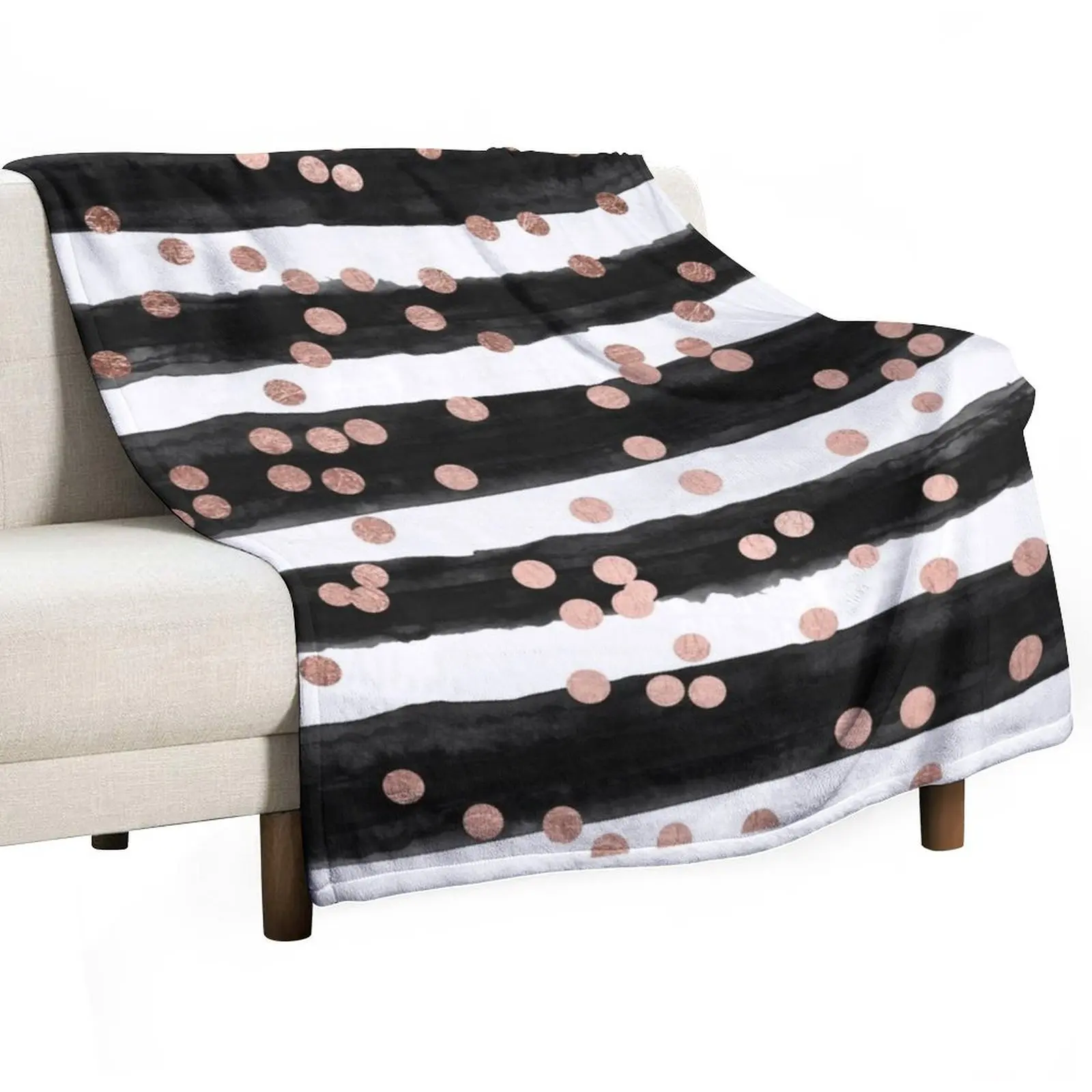 

Girly rose gold confetti black watercolor stripes Throw Blanket valentine gift ideas Flannels Soft Beds Comforter Blankets