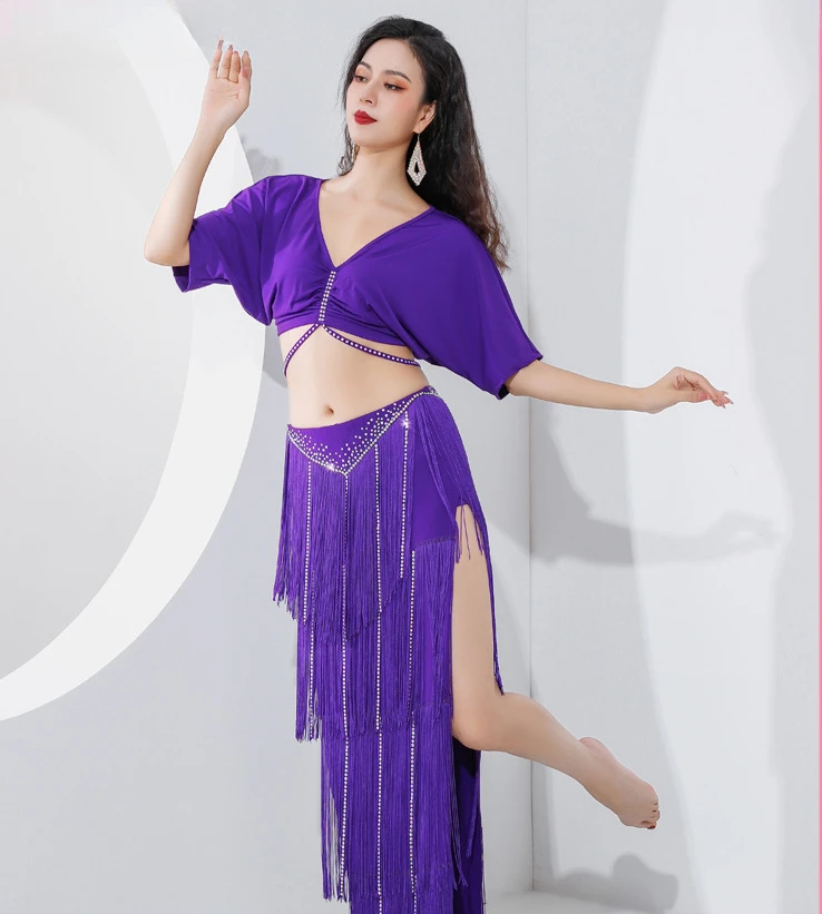 

New belly dance practice clothes, hot diamond tassels, inspiration light luxury practice clothes, group performance clothes