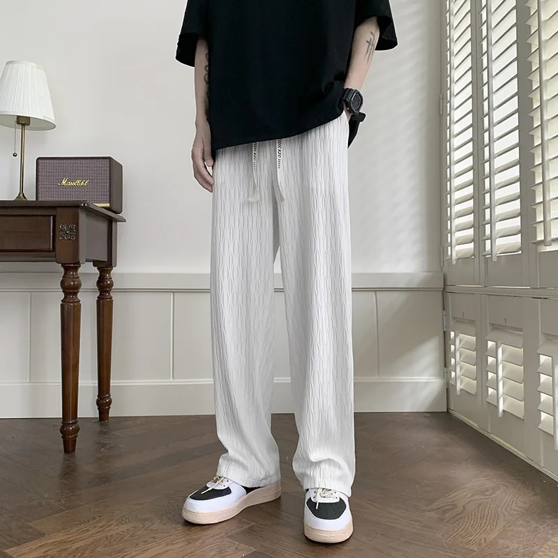 

Summer 2026 New Fashion Men's Solid Color Straight Wide Leg Casual Daily Simple Basic Trendy Trousers Male Pants Bottom Clothes