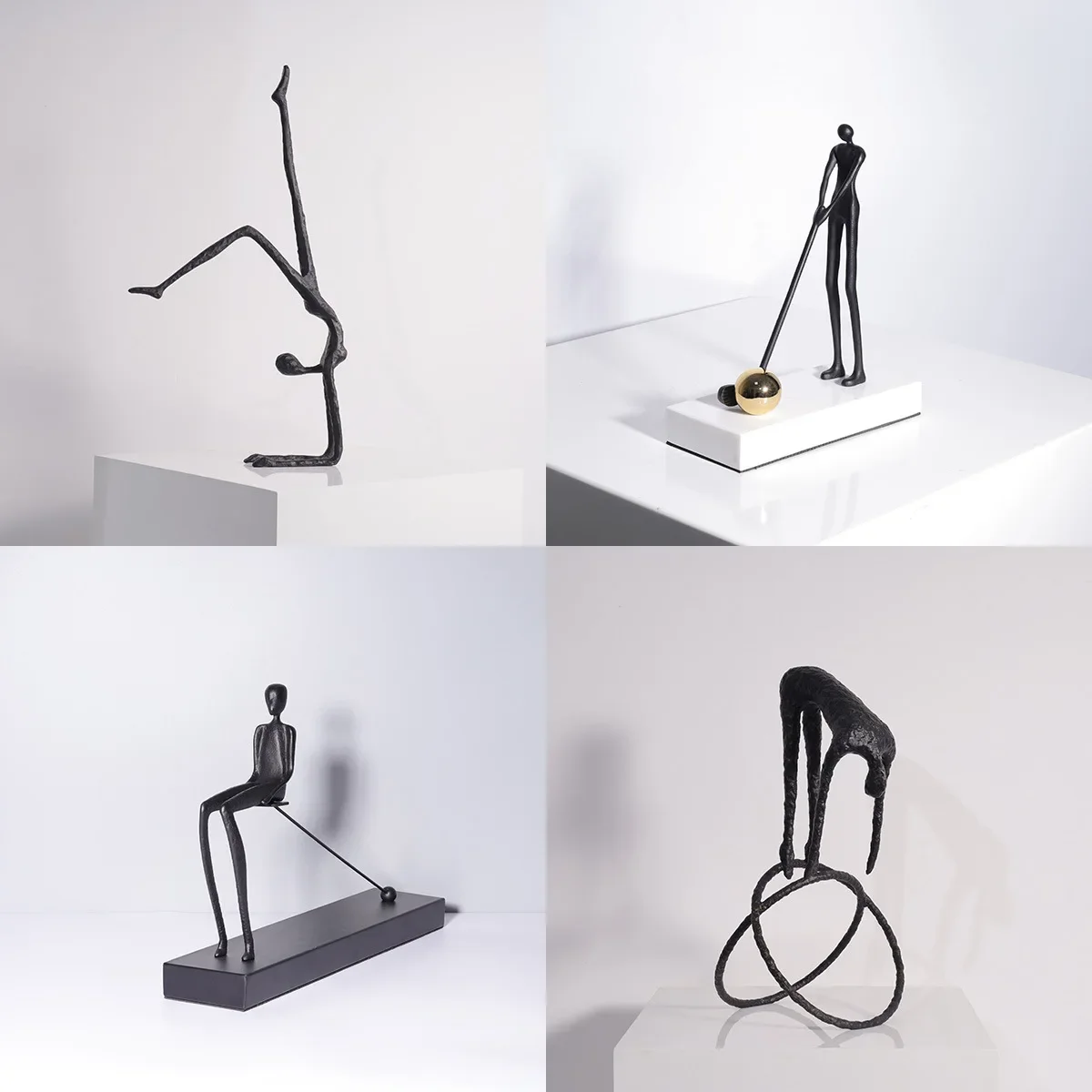 Abstract Metal Sculpture Upside-Down Man Statue Antique Person Figure Metal Statues Handmade Art Craft For Home Decor Gifts