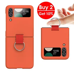 Luxury Matte PC Armor Finger Ring Grip Case For Samsung Galaxy Z Flip ZFlip 7 6 5 4 3 Zflip6 Zflip5 Zflip4 Zflip3 Candy Funda