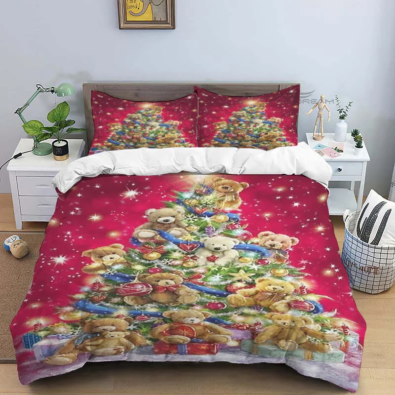 Christmas Tree Pattern Comforter Bedding Set,Duvet Cover Bed Set Quilt Cover Pillowcase,King Queen Size Bedding Set