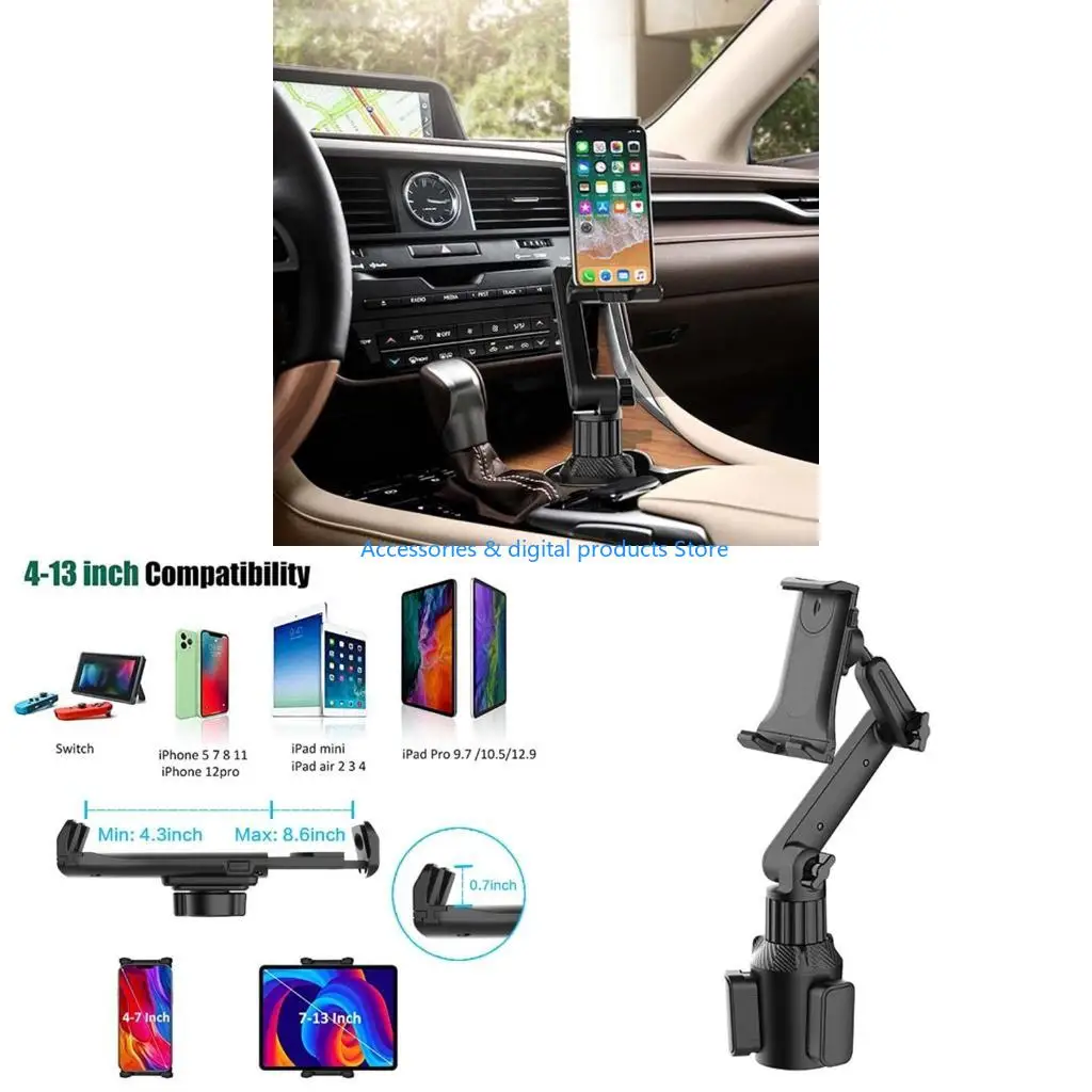 77JD Universal Car Cup Holder Tablet Mount Stand 360° Adjustable for Mobile Cell Phone Auto GPS Bracket Interior Accessories