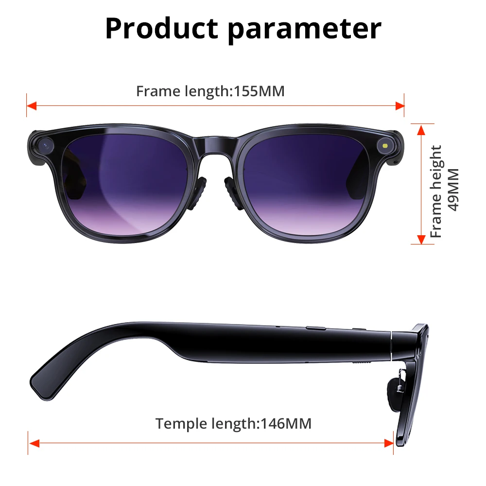 COLMI AI النظارات الذكية 8MP كاميرا تصوير الفيديو ChatGPT مساعد في الوقت الحقيقي مترجم بلوتوث دعوة واي فاي نقل المضادة للاهتزاز #6