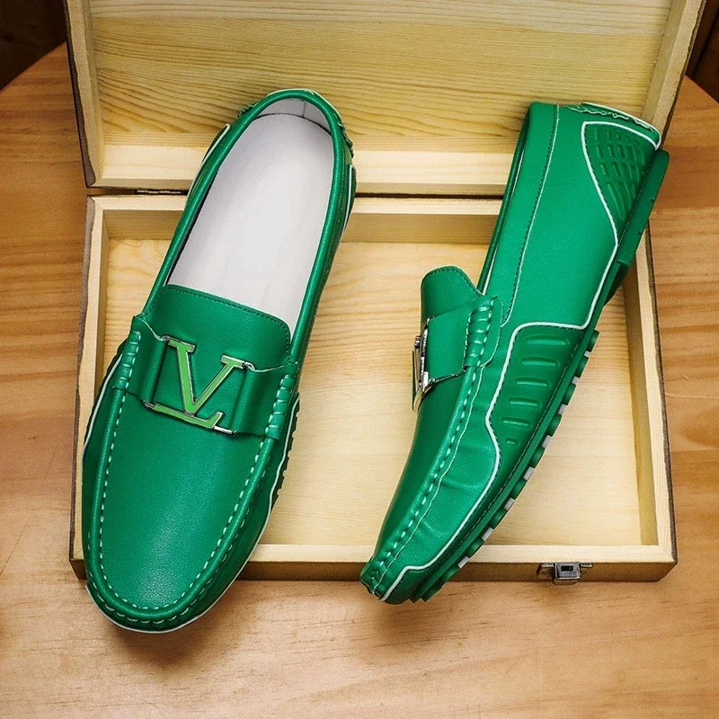 

Mens PU Leather Loafers Non Slip Walking Flats Breathable Outdoor Slip on Casual Shoes for Male Work Office Driving Sneakers